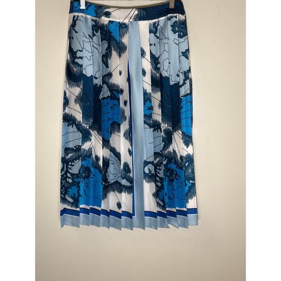 Victoria Beckham Blue and White Pleated Skirt Sz 4 - Picture 1 of 2